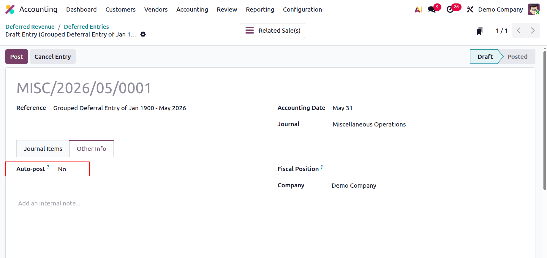 Как управлять отложенным признанием выручки в Odoo 19-cybrosys, изображение 27
