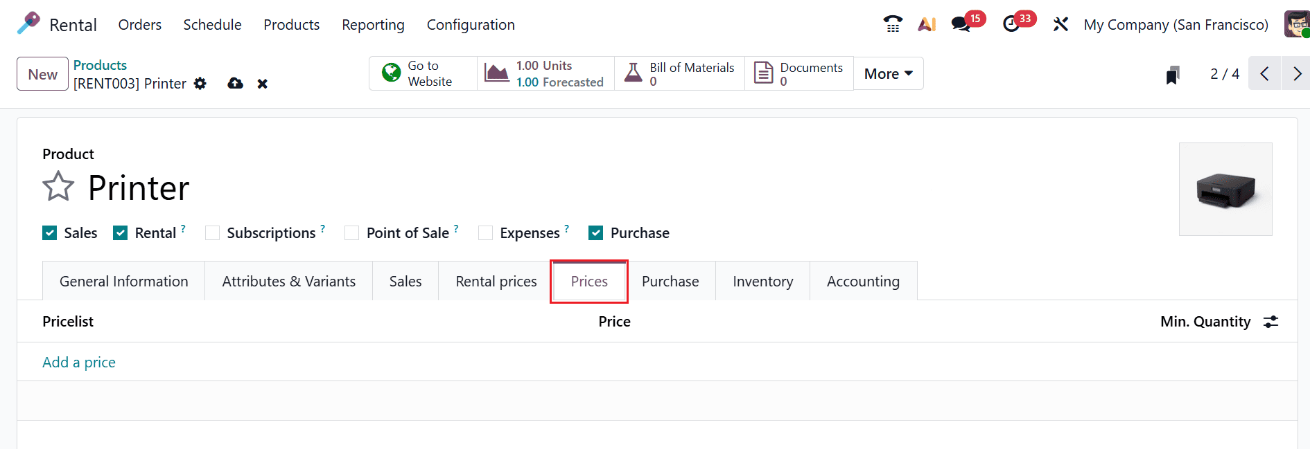 Как настроить арендуемые товары и периоды времени в Odoo 19-cybrosys, изображение 13