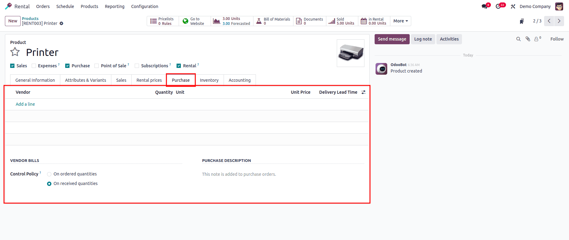 Как настроить арендуемые товары и периоды в Odoo 18-cybrosys, изображение 8