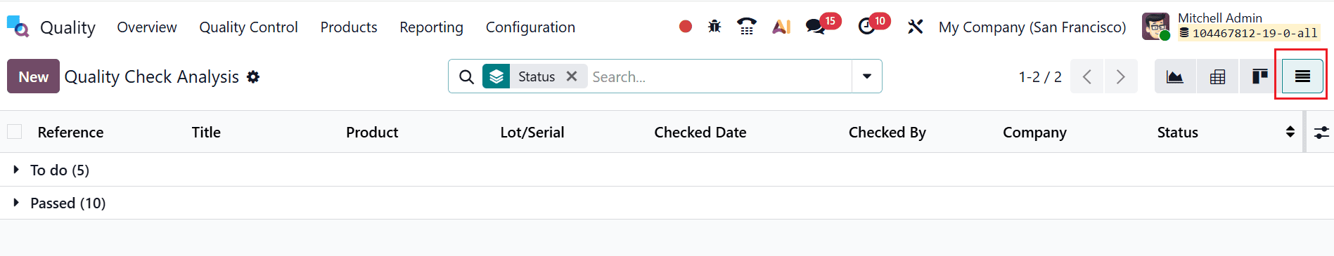 Обзор функций формирования отчетов в модуле качества Odoo 19 - Cybrosys, изображение 6