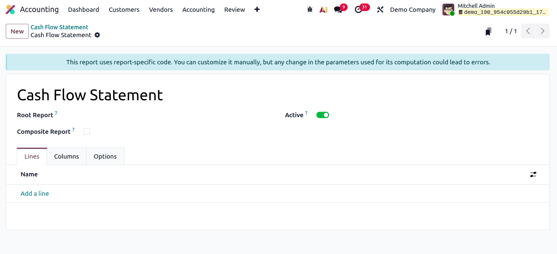 Как составить отчет о движении денежных средств в Odoo 19 Accounting-cybrosys, изображение 9