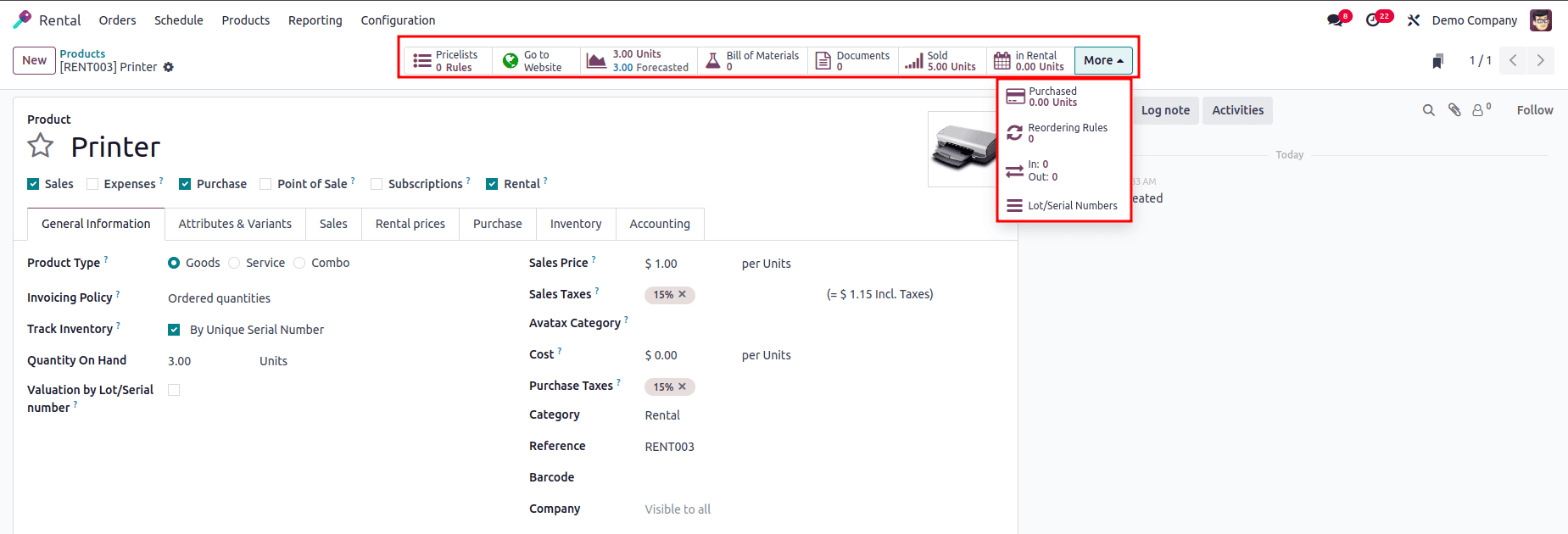 Как настроить арендуемые товары и периоды в Odoo 18-cybrosys, изображение 11