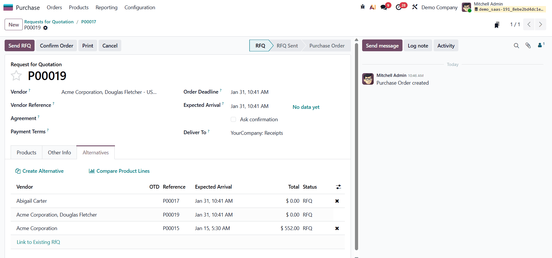 Обзор функции сравнения цен по предложениям для более разумных закупок в Odoo 19-cybrosys, изображение 8