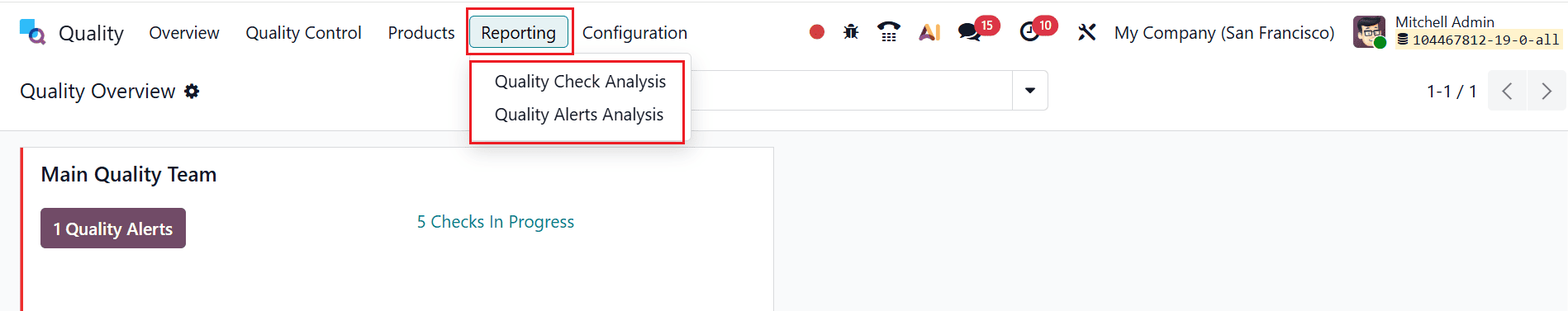 Обзор функций формирования отчетов в модуле качества Odoo 19 - Cybrosys, изображение 2