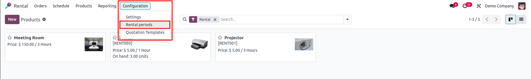 Как настроить арендуемые товары и периоды в Odoo 18-cybrosys, изображение 12