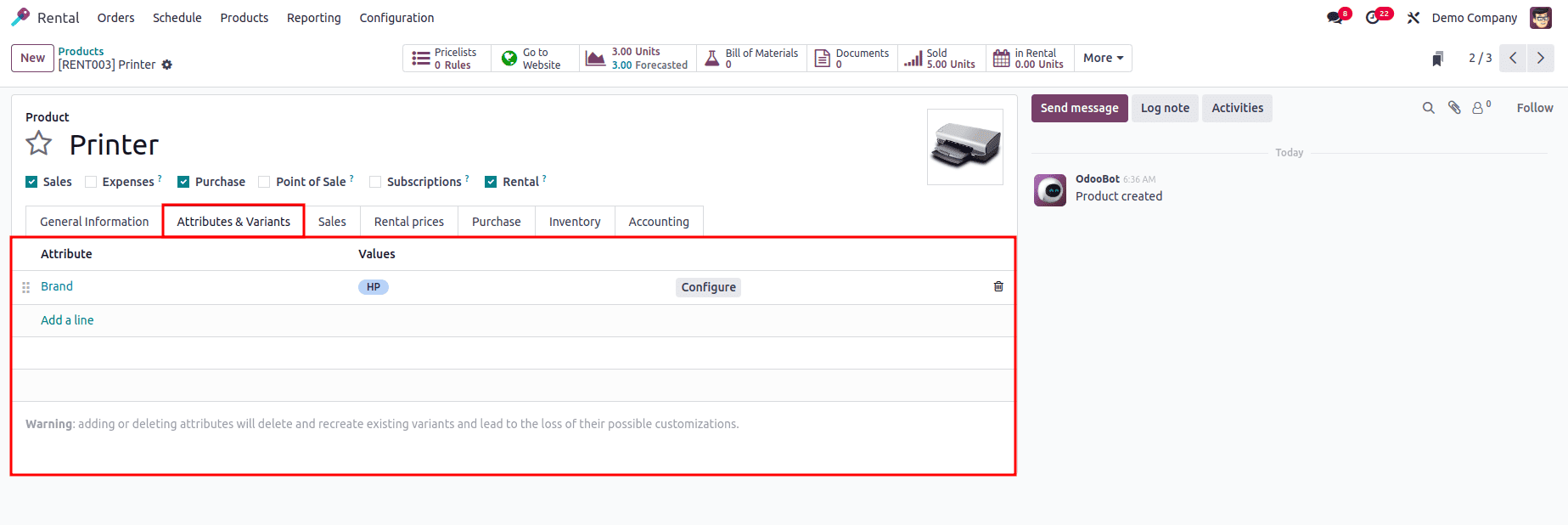 Как настроить арендуемые товары и периоды в Odoo 18-cybrosys, изображение 5