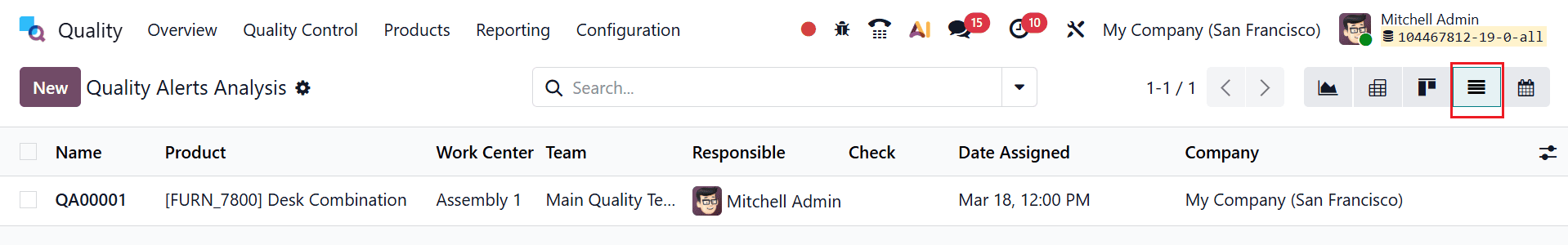 Обзор функций формирования отчетов в модуле качества Odoo 19 - Cybrosys, изображение 10