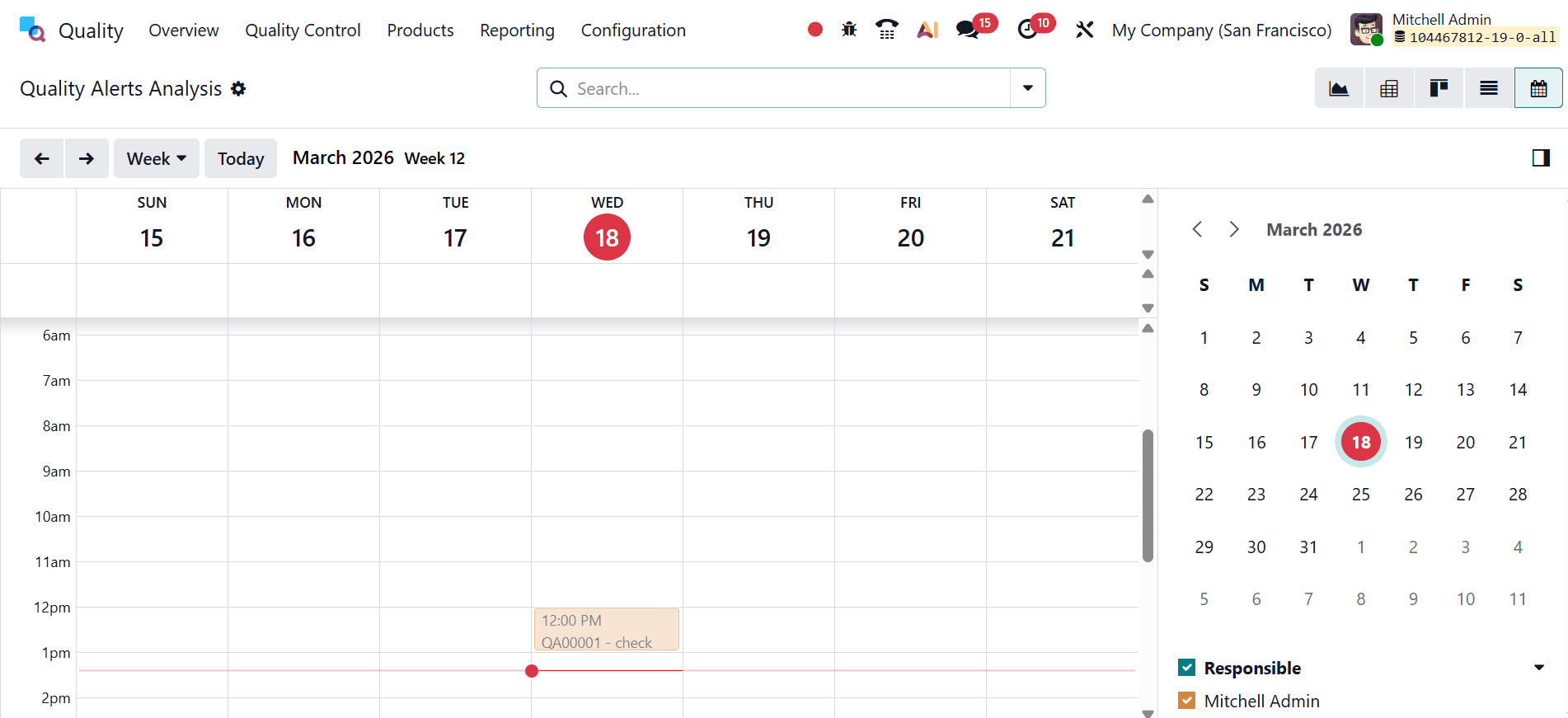 Обзор функций формирования отчетов в модуле качества Odoo 19 - Cybrosys, изображение 11