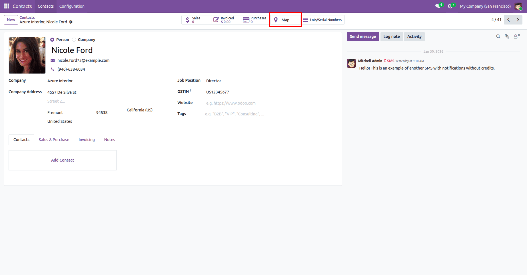 Как открыть адрес клиента в Google Maps из Odoo 19-cybrosys, изображение 1